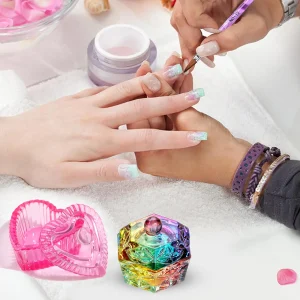 Glass Acrylic Powder Liquid Nail Crystal Cup With Lid Aurora Colorful Dappen Bowl Cup Holder Container Equipment Nail Art Tools 2