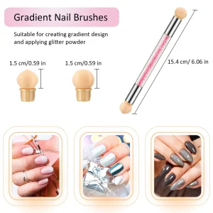 Sponge Nail Brush Picking Dotting Gradient Pen Brush Double Head Sponge Nail Brush Handle Acrylic Nail Painting Brush 2