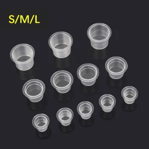 100pcs Tattoo Large Medium Small Ink Pigment Cup Ring transparent  Microblading Cap Lip Eyebrow PMU Bleaching Supplies Cream 2