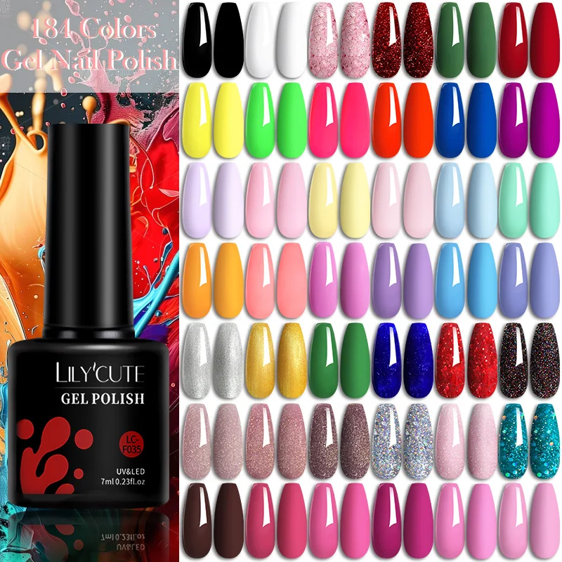 LILYCUTE 7ML Colorful Gel Nail Polish 129 Colors Long Lasting For Manicure Semi Permanent Base Top Coat Nail Art UV Gel Varnish 1