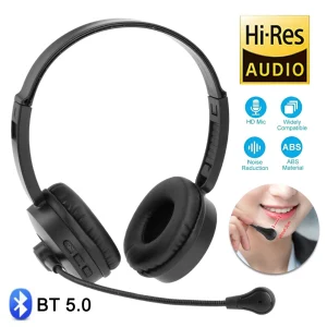 Bluetooth 5.0 Headphones Truck Driver Wireless Headset With Noise Cancelling Mic Hands-Free Call Headsets For Call Center Office