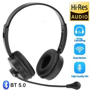 Bluetooth 5.0 Headset Wireless Truck Driver Headphones Hands-Free Call Headsets With Noise Cancelling Mic For Call Center Office