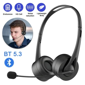 Bluetooth 5.3 Headset Wireless Truck Driver Headphones Hands-Free Call Headsets With Mic Noise Reduction For Call Center Office