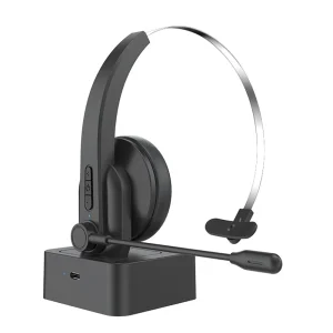 Wireless Headset Bluetooth Headphones With Noise Cancelling Mic Charging Base HiFi Earphones For PC Laptop Call Center Office